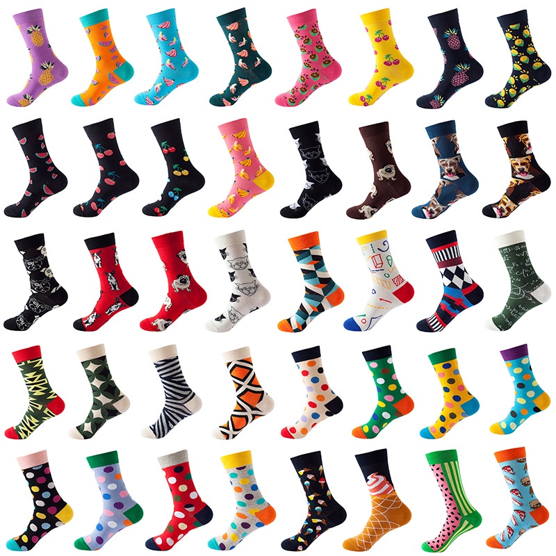 Fashion Hip Hop Men's Socks Harajuku Fruit Skateboard Animal Happy Socks